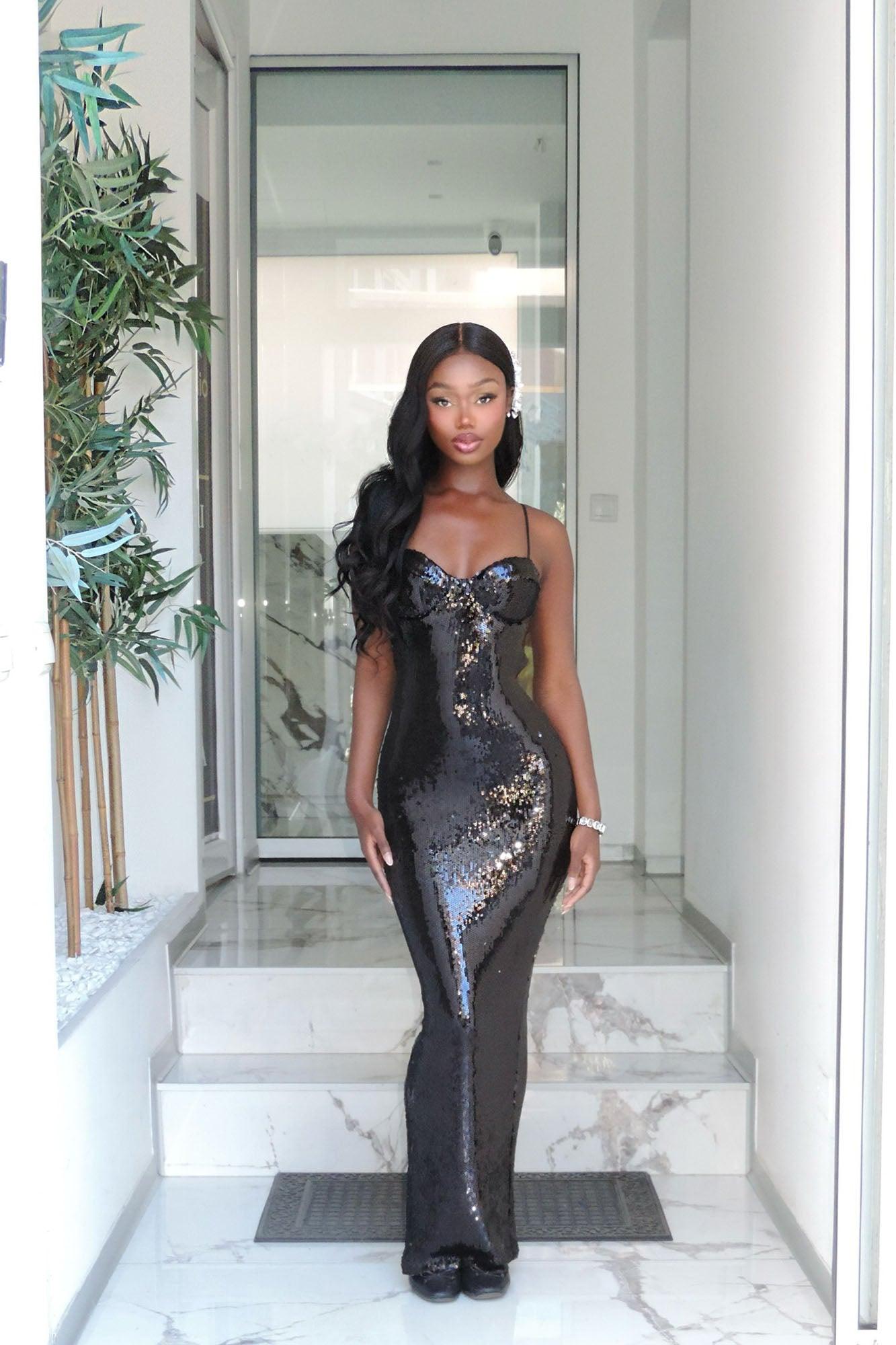 Midnight Opulence Sequin Gown - Black Female Product Image