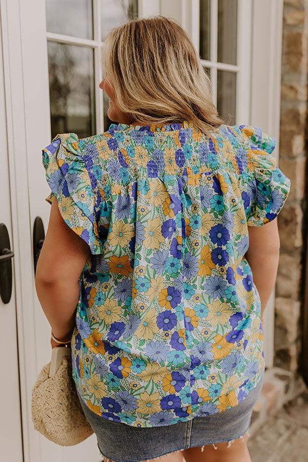 Floral Galore Shift Top In Blue Curves Product Image
