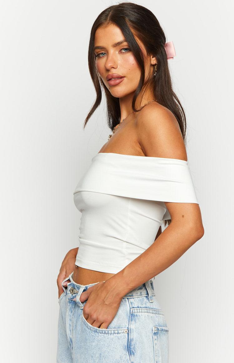 Paige Off Shoulder White Top Product Image