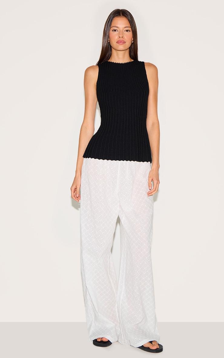 Black Knit Boat Neck Peplum Top Product Image