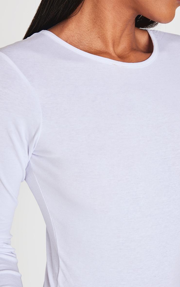 Basic White Cotton Blend Crew Neck Bodysuit Product Image