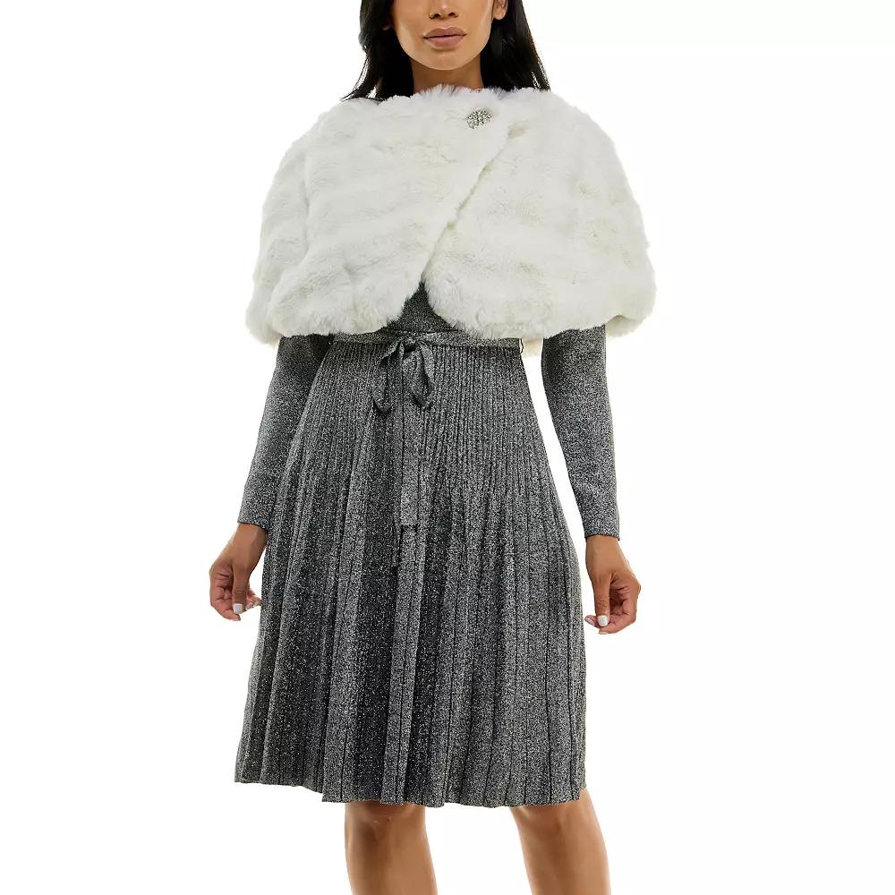 Women's Nina Leonard Faux Fur Caplet, Size: XL, Ivory Product Image