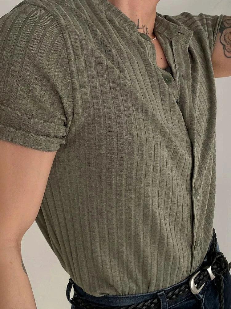 RT No. 19007 BUTTON-UP HENRY COLLAR SHORT SLEEVE Product Image