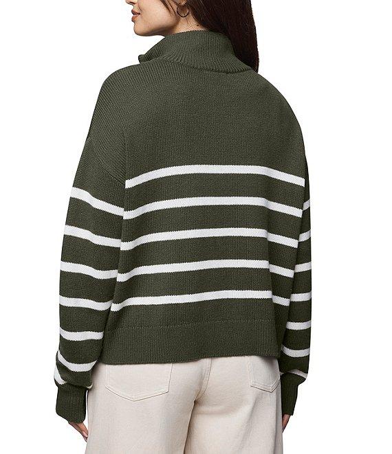 Splendid Georgie Knit Striped Mock Neck Long Sleeve Quarter Zip Sweater Top Product Image