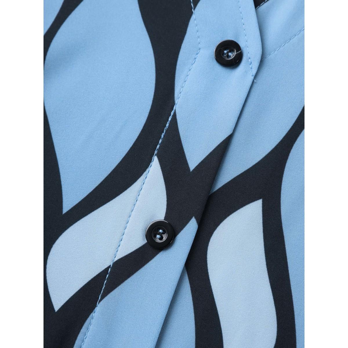 Plus Size Geometric Pattern Stretchy Waist Belted Midi Dress Multicolor Women Non Short sleeve Curvy BloomChic 18-20/2X Product Image