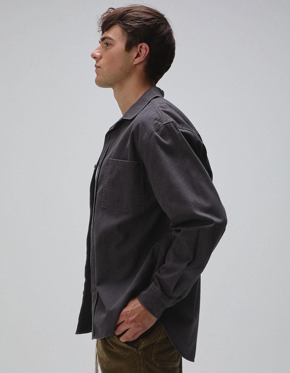 RSQ Mens Oversized Washed Twill Shirt - BLACK Product Image