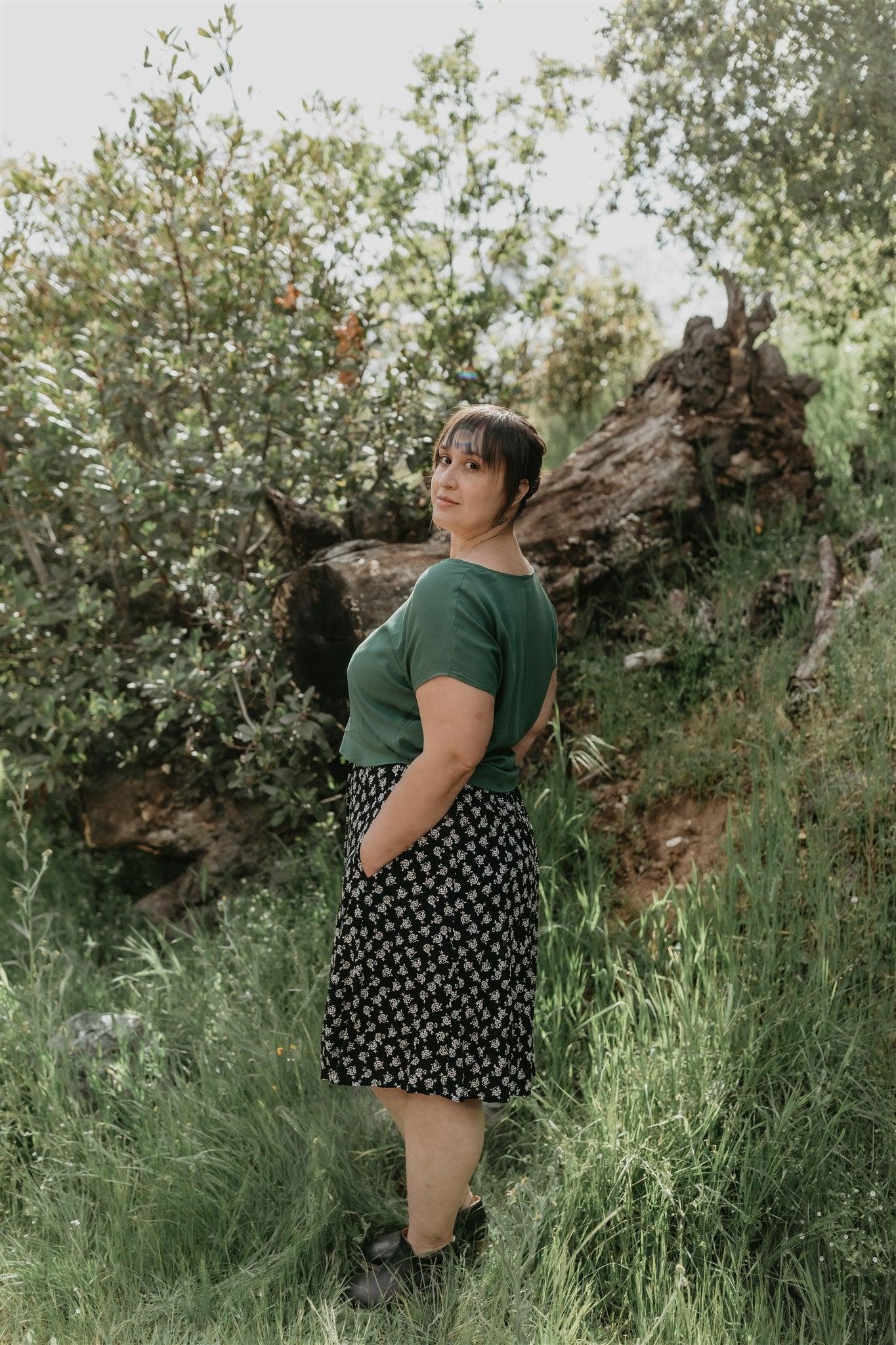 Dolman Top in Emerald Challis Product Image