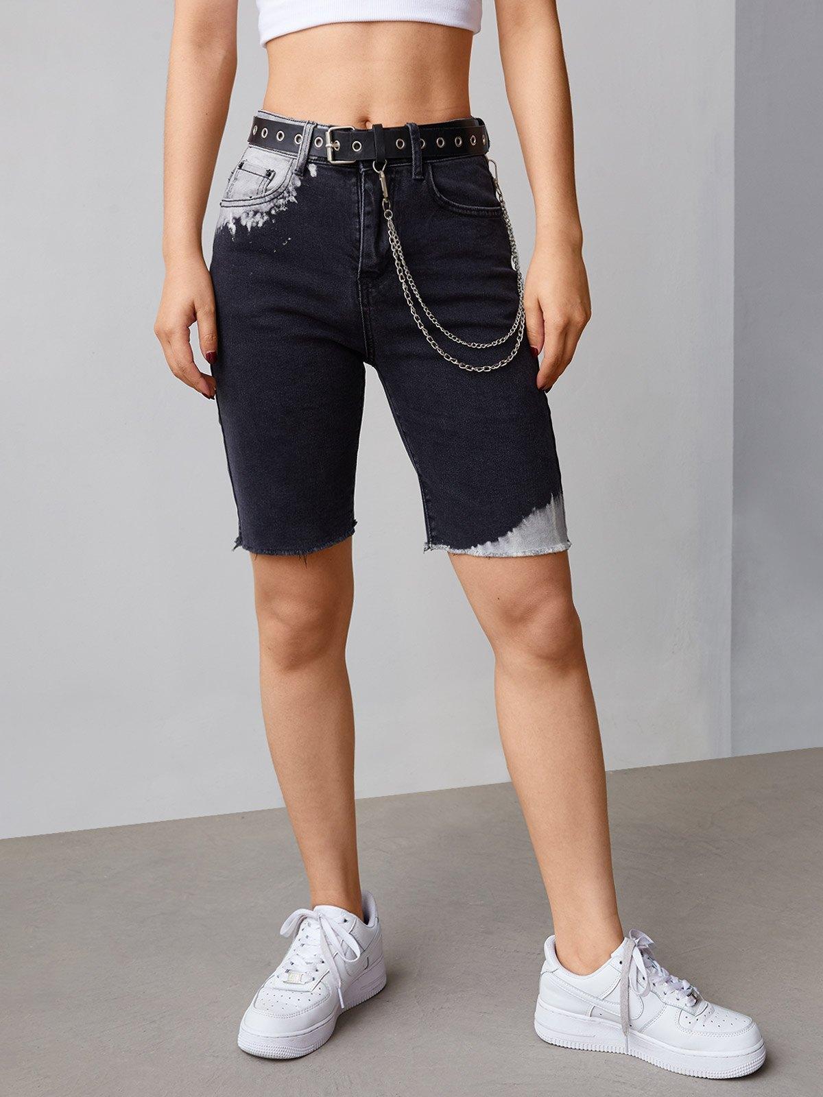 Bleached Denim Bike Shorts Product Image