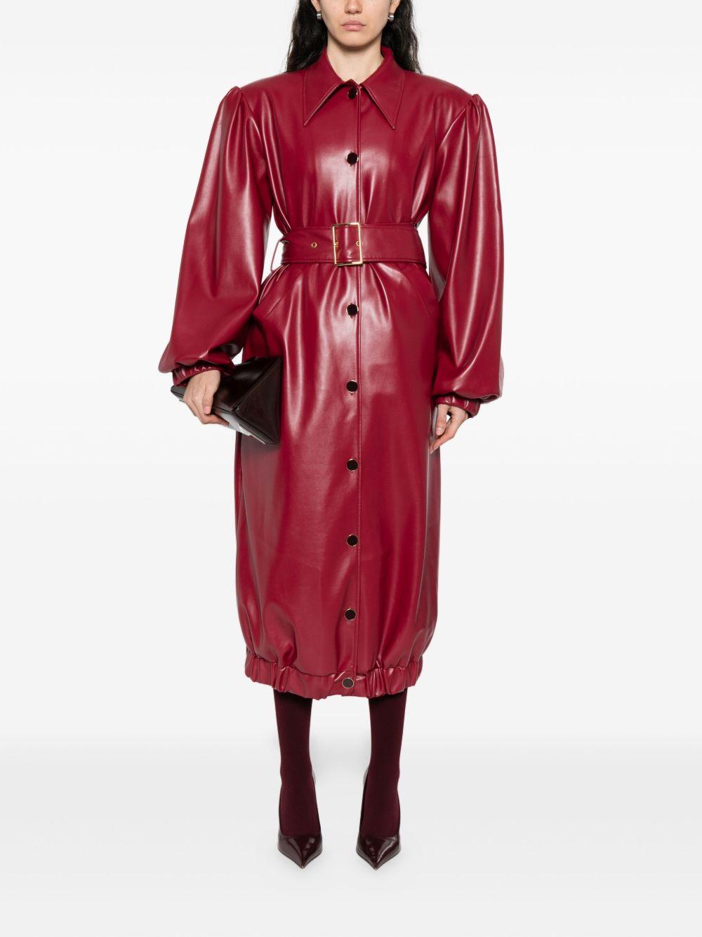 belted puff-sleeve coat Product Image