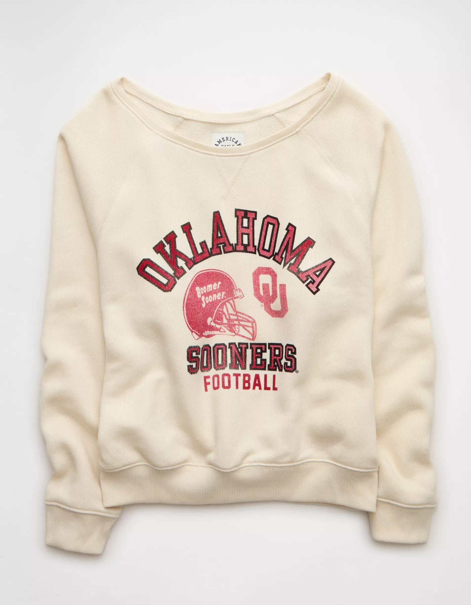 AE Oklahoma University Graphic Off The Shoulder Sweatshirt Product Image