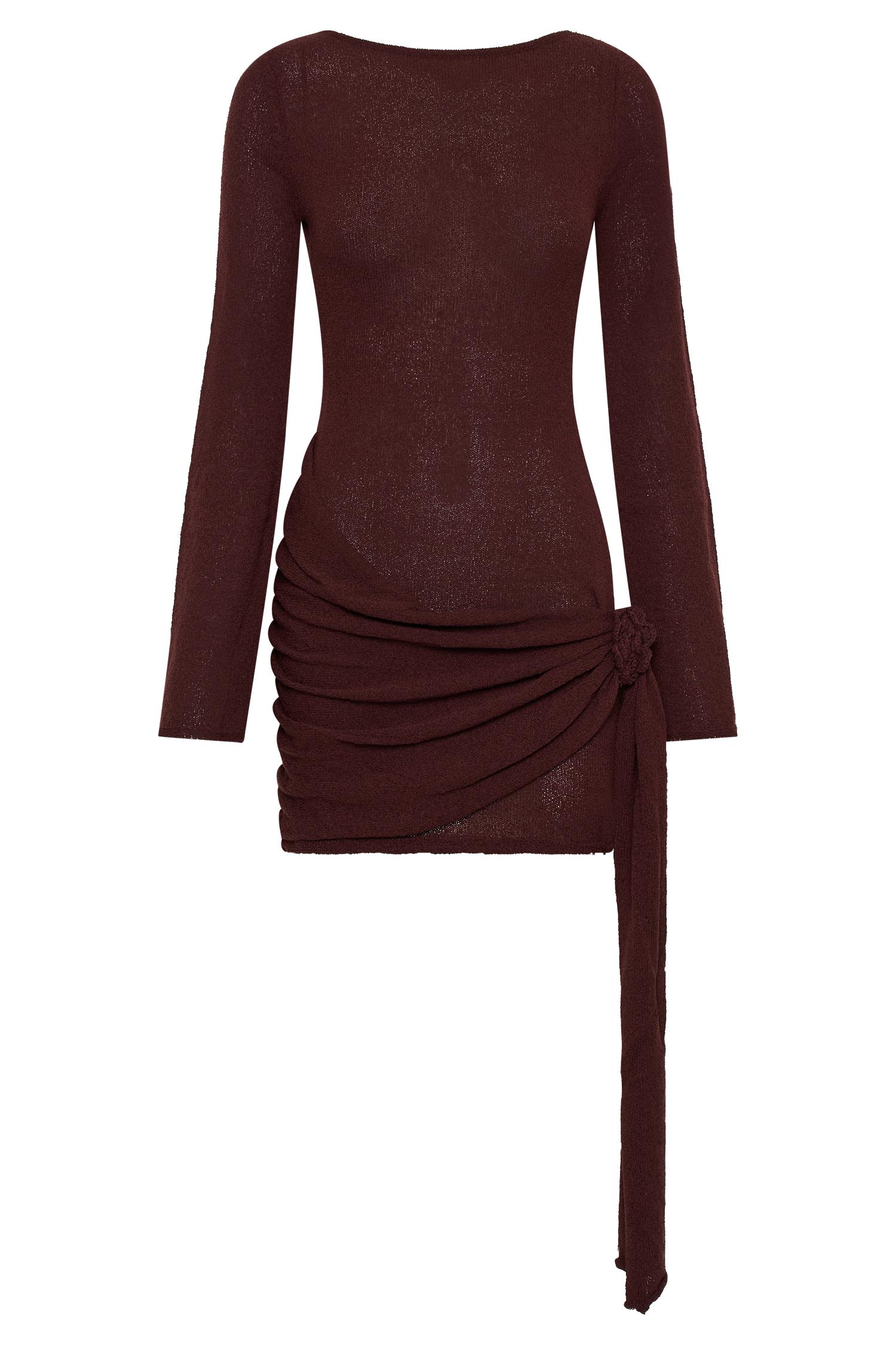Liana Long Sleeve Knit Mini Dress - Plum Product Image