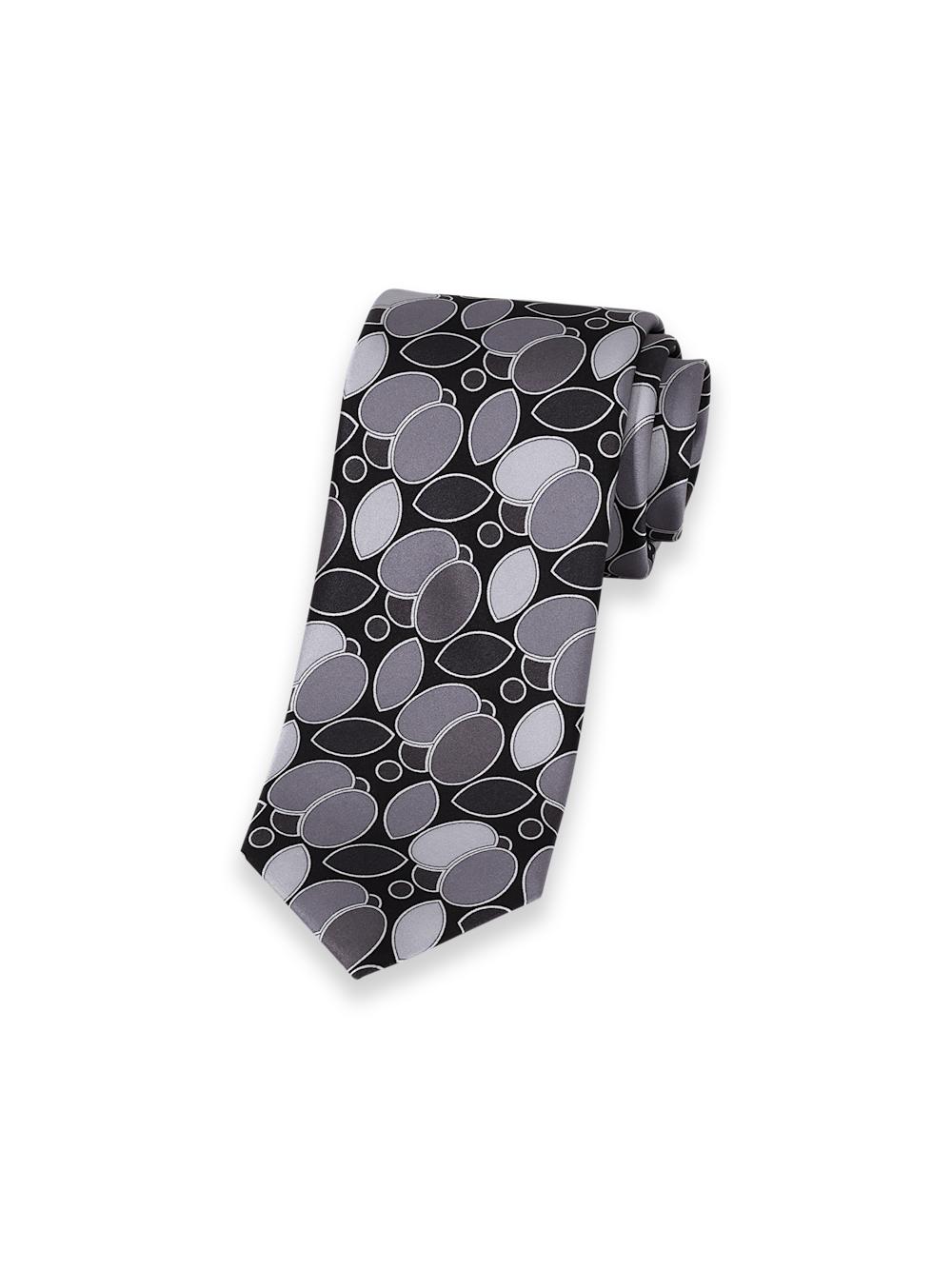 Medallion Printed Italian Silk Tie - Black Product Image