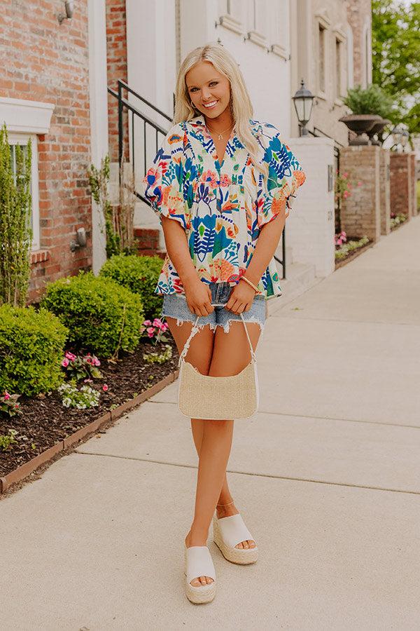Cozumel Cutie Floral Top in Blue Product Image