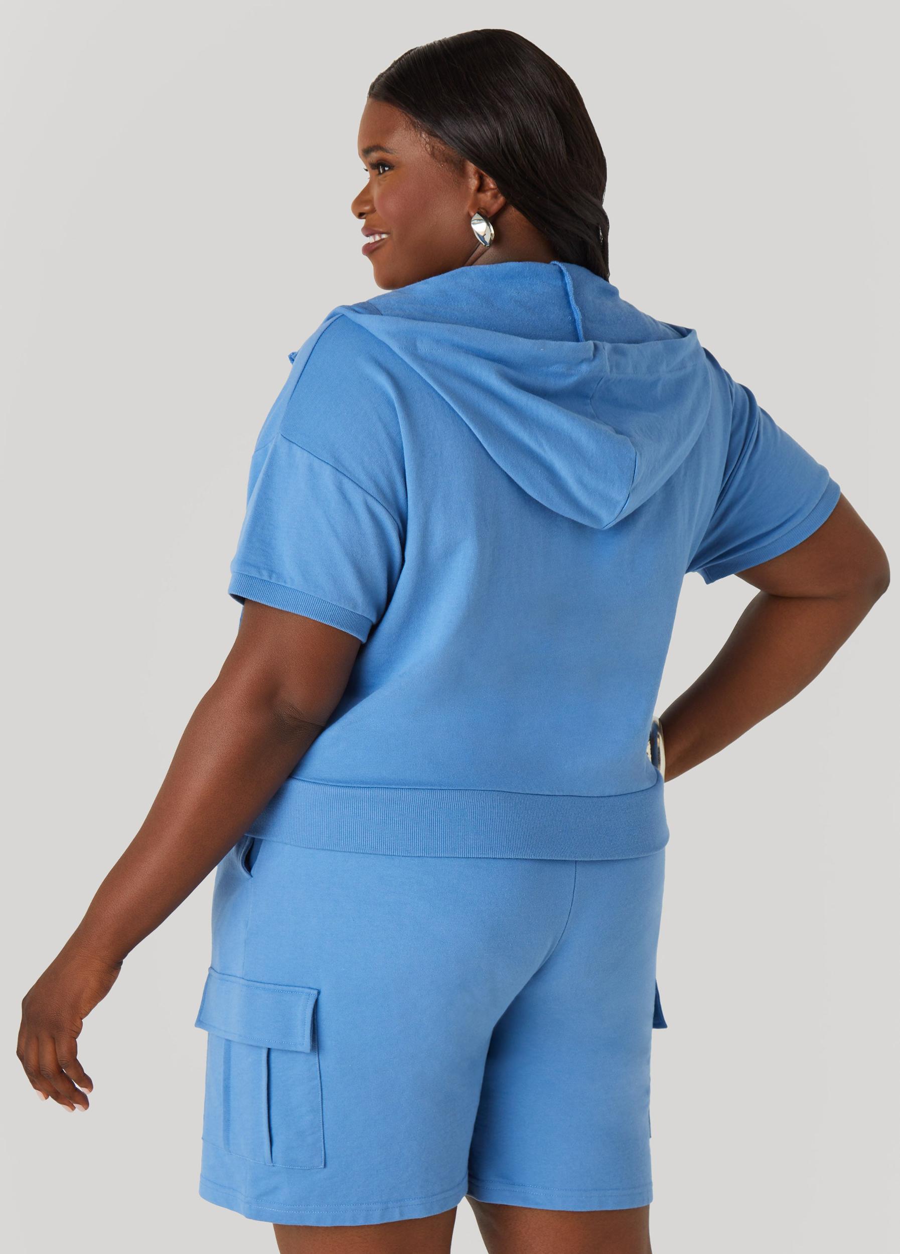 Plus Size Zip Front French Terry Hoodie Ashley Stewart Product Image