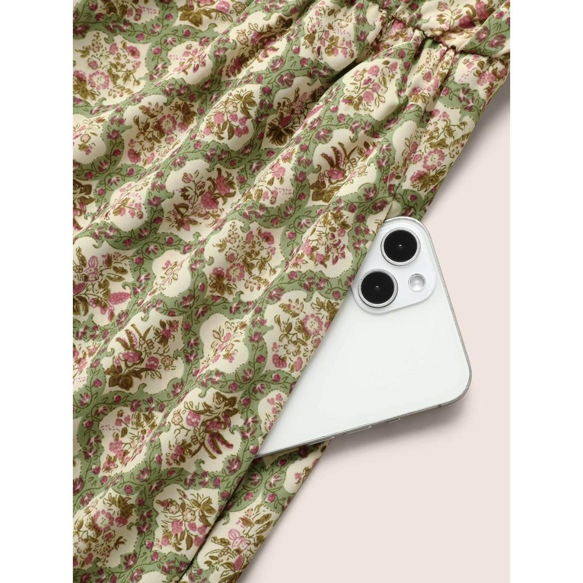 Plus Size Halter Neck Moroccan Print Midi Dress Truegreen Women Elegant Halter neck Sleeveless Curvy BloomChic 22-24/3X Product Image