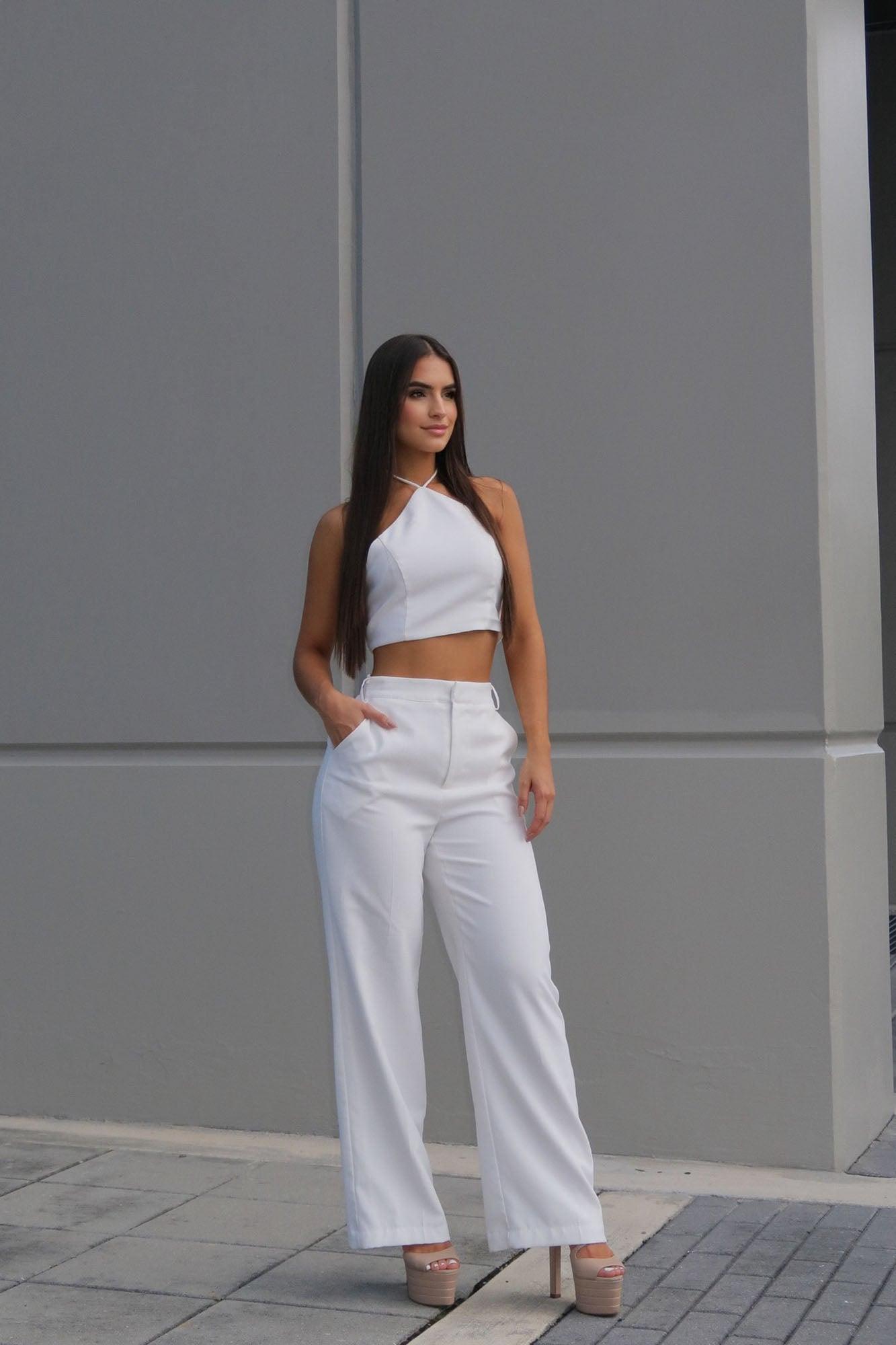 Sunset Views Linen Pant Set 33 - White Product Image