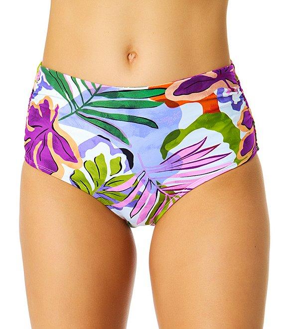 Anne Cole Mod Tropical Convertible Shirred High Waist Swim Bottom Product Image