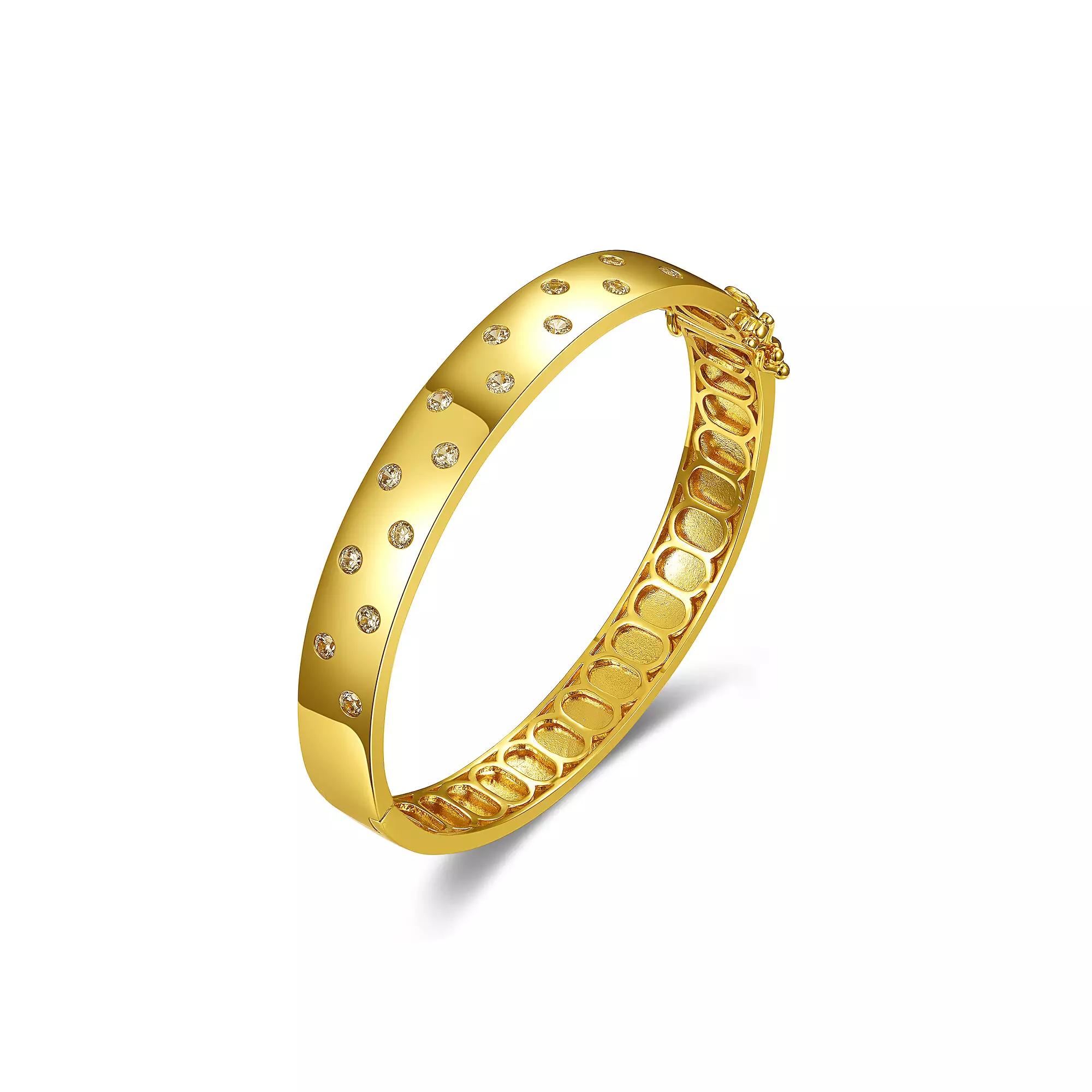 14k Gold Plated Cubic Zirconia Starry Sky Bangle Bracelet, Womens Gold Tone Product Image