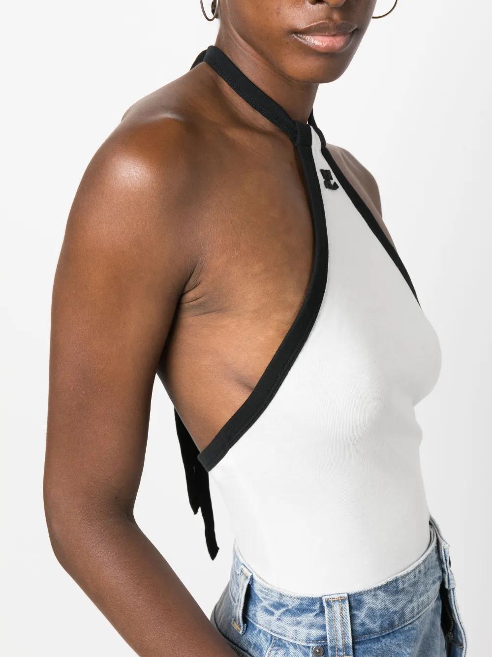 embroidered-logo halterneck top Product Image