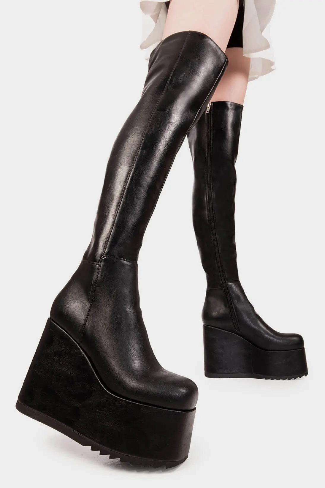 Never Again Chunky Platform Thigh High Boots Product Image