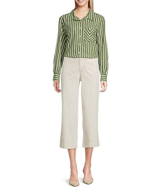 APNY Stretch Denim Cropped Wide Leg Jeans Product Image