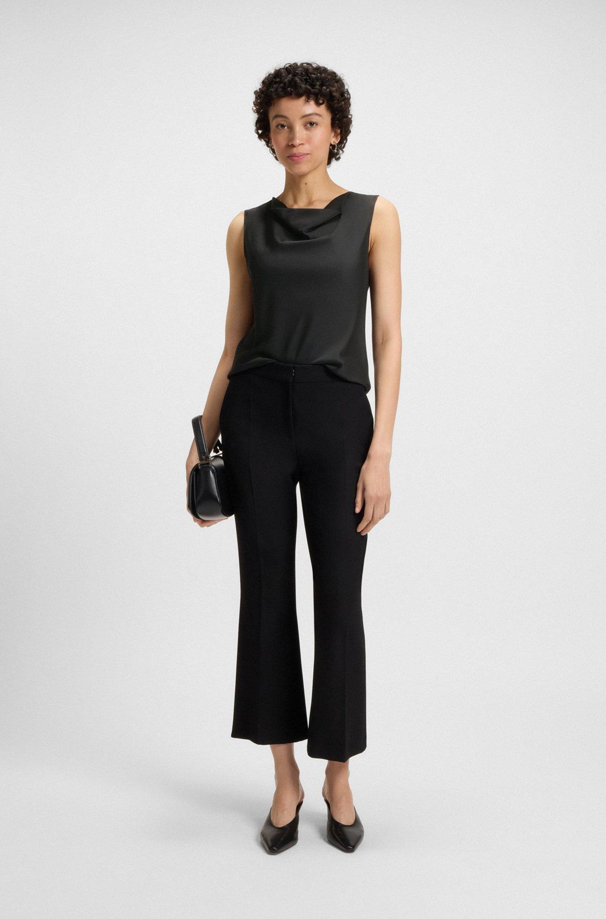 Sleeveless cowl-neck blouse in stretch silk Product Image