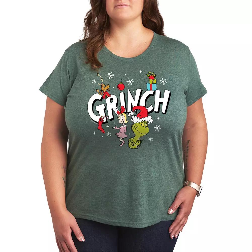 Plus Size Dr. Seuss Grinch Group Graphic Tee, Women's, Size: 3XL, Grey Green Product Image