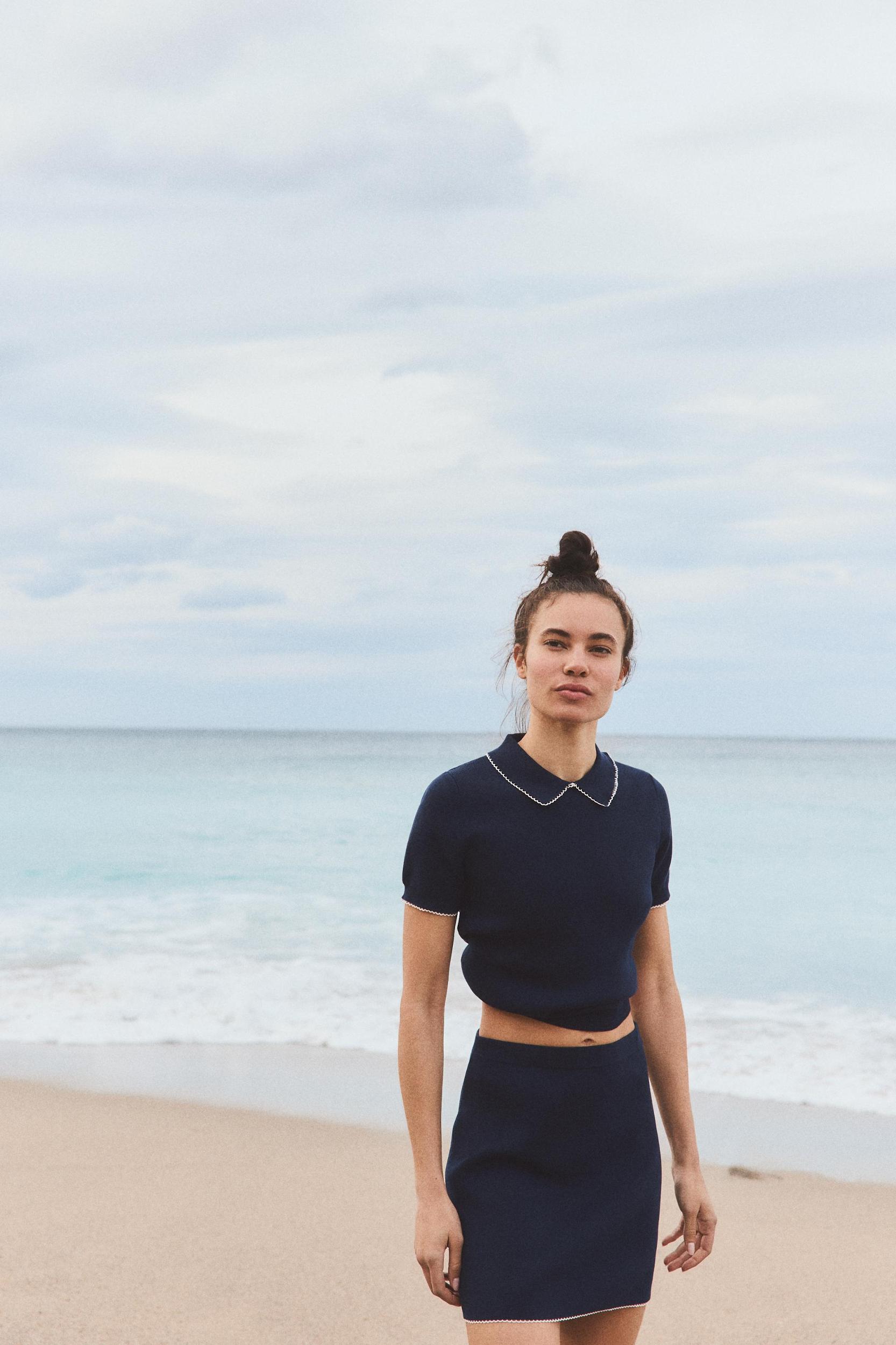 MINI KNIT SKIRT WITH PIPING Product Image