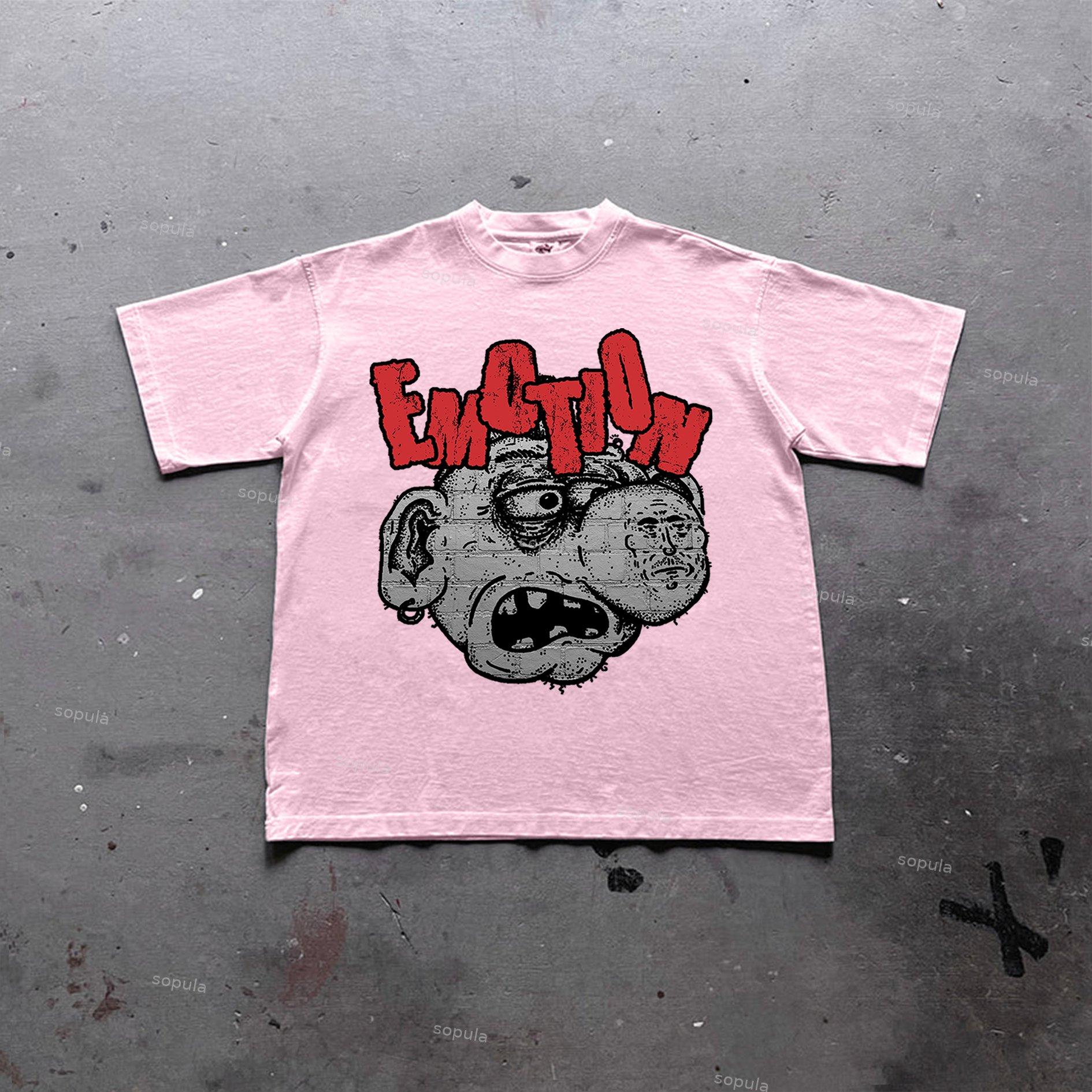 Sopula Vintage Cartoon Monster Graphic Print Cotton T-Shirt Product Image