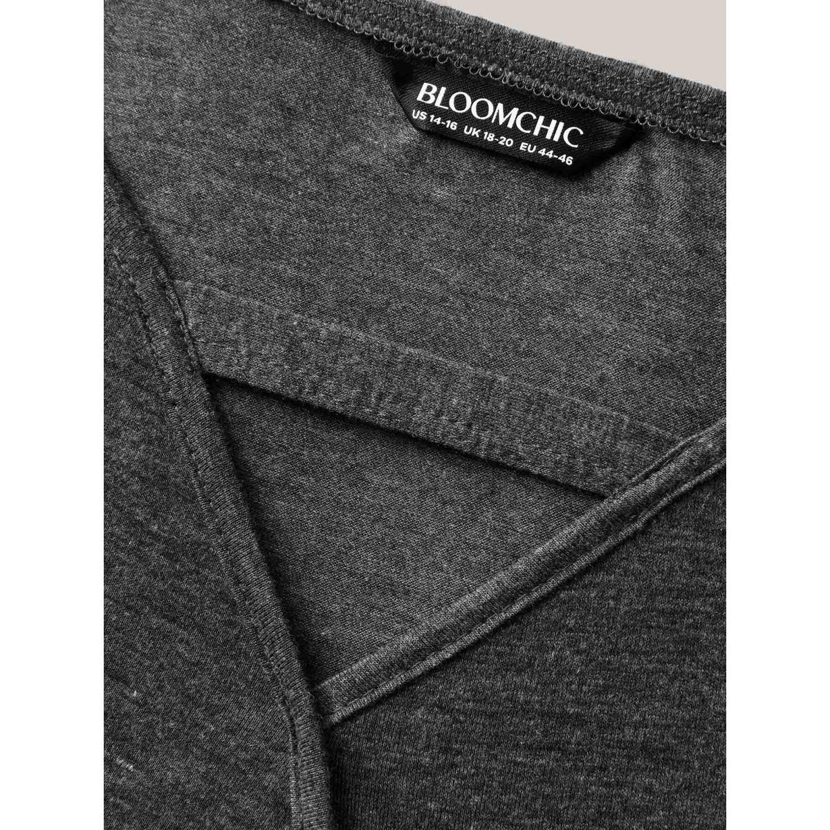 Plus Size Supersoft Stretchy Neck Cut-Out Tank Top Women DimGray Leisure Overlapping V-neck Casual Tank Tops Camis BloomChic 22-24/3X Product Image