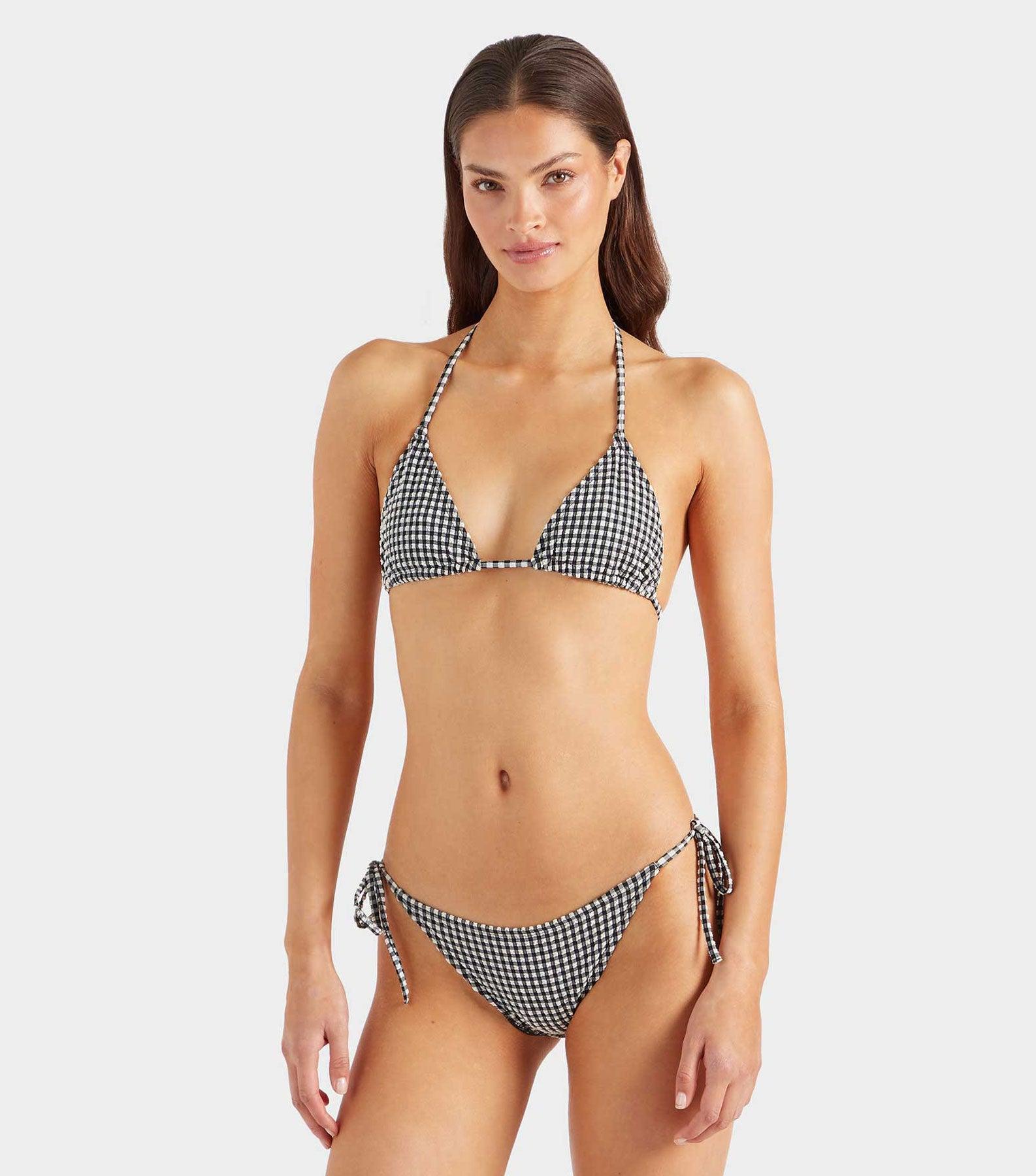 Gingham Seersucker Sabrina Bikini - Black Gingham Product Image
