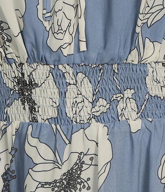 Lucy Paris Dallas Floral Print Split Round Neck Long Sleeve Dress Product Image