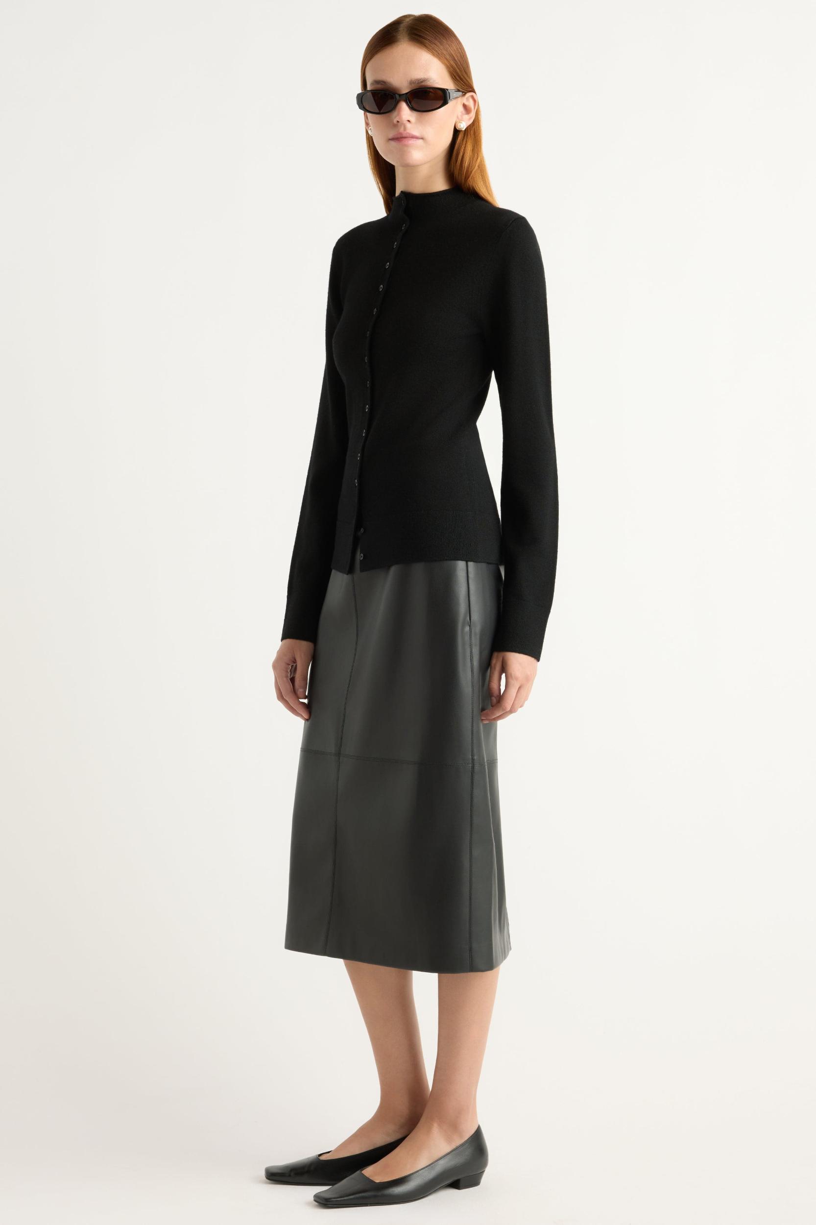 Briony Back-Slit Vegan Leather Skirt Product Image