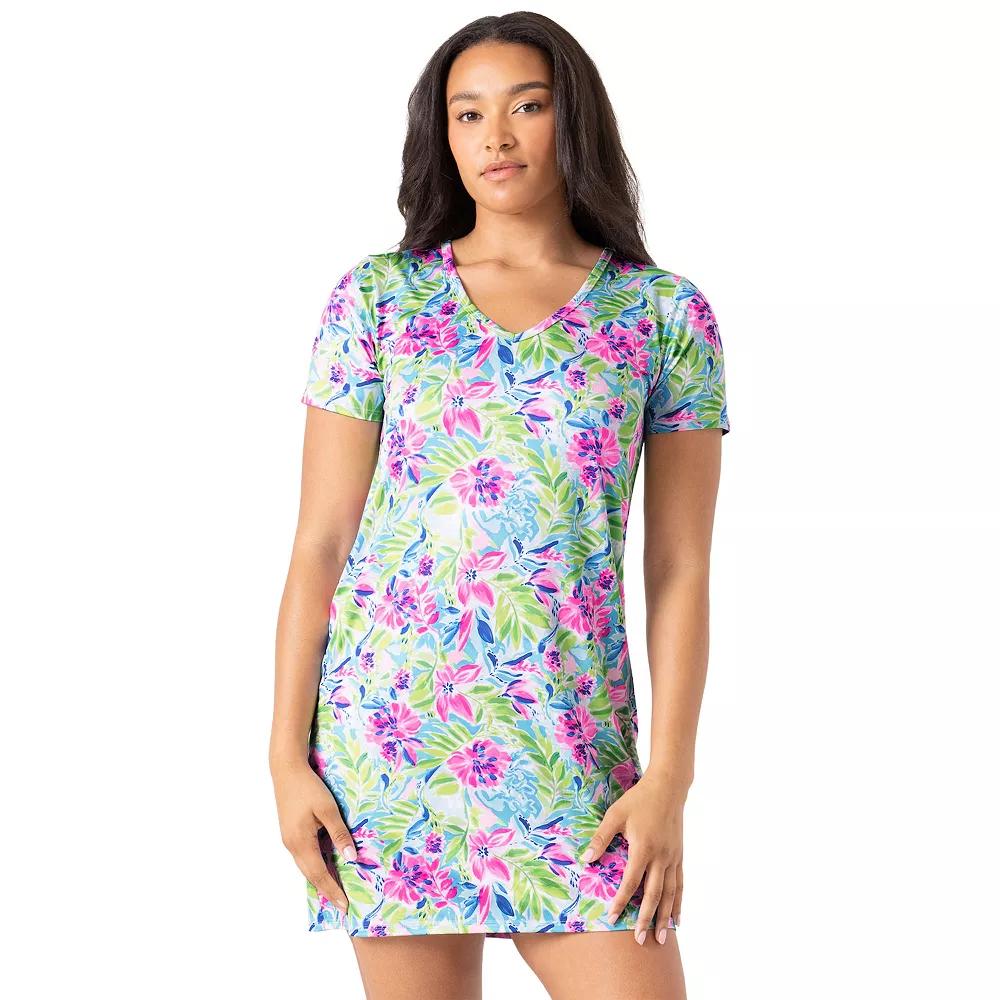 Women's Stella Parker Short Sleeve Cover-Up Swim Dress, Size: XL, Waterlily Waves Product Image