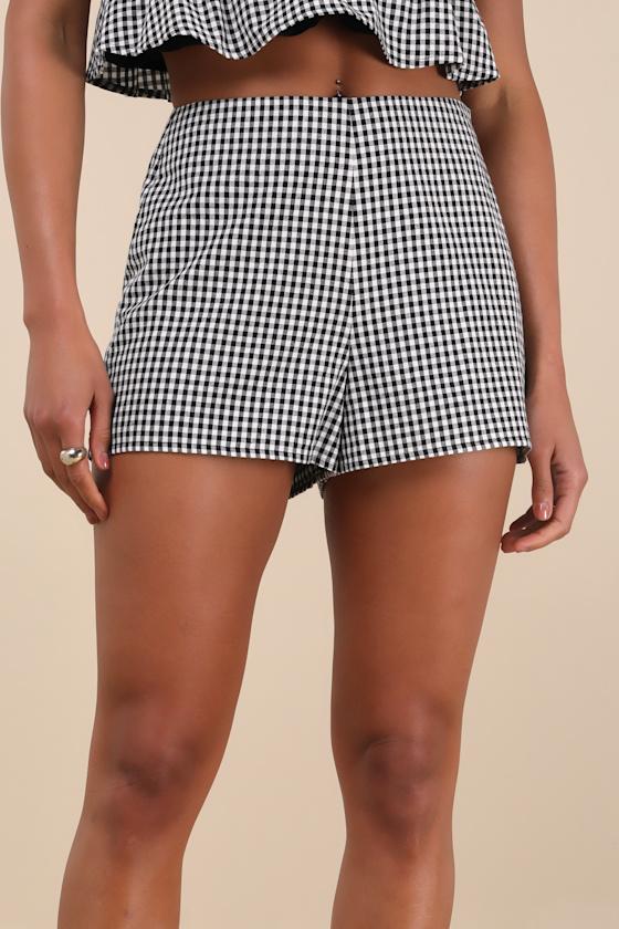 Daisley Black and White Gingham Shorts Product Image