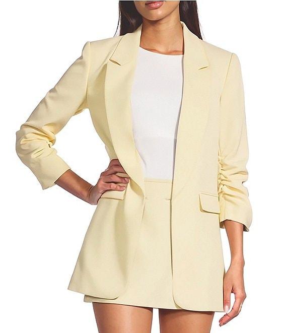 Gianni Bini Jemma Ruched 3/4 Sleeve Shawl Collar Twill Boyfriend Blazer Product Image