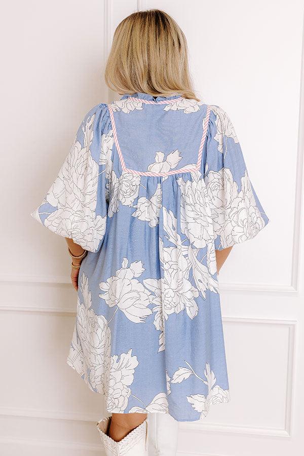 Vineyard Stroll Floral Mini Dress in Sky Blue Product Image