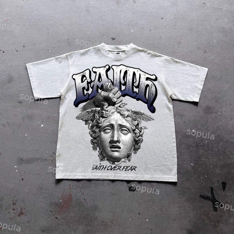 Sopula Faith Over Fear Jesus Graphic Print Cotton T-Shirt Product Image