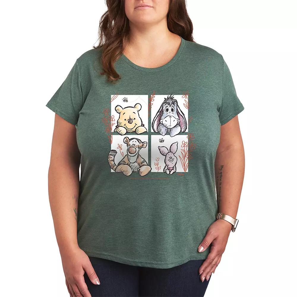 Disney's Winnie The Pooh Floral Grid Graphic Tee, Women's,  Product Image