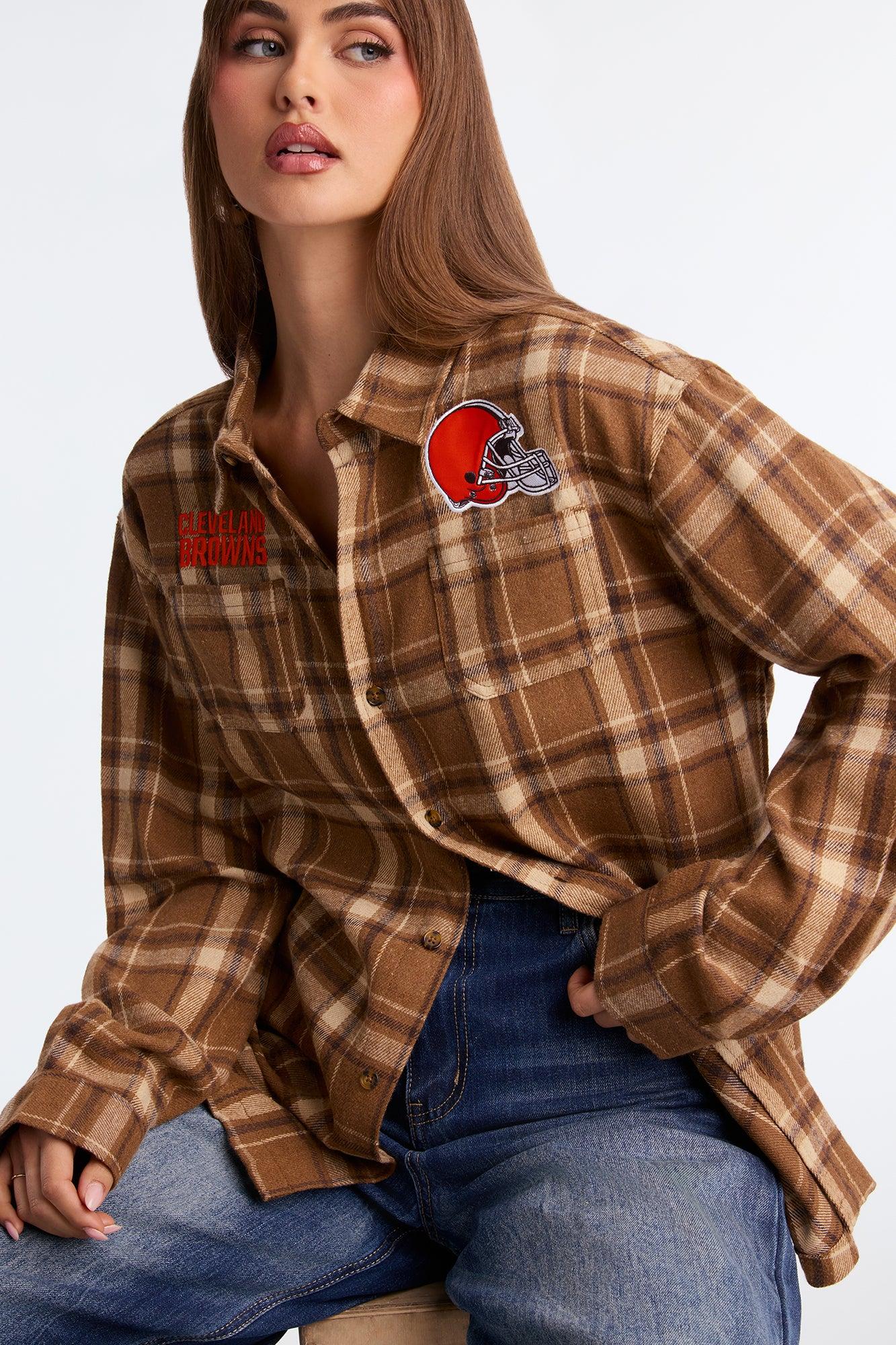 NFL Cleveland Browns Plaid Flannel - Brown/combo Product Image