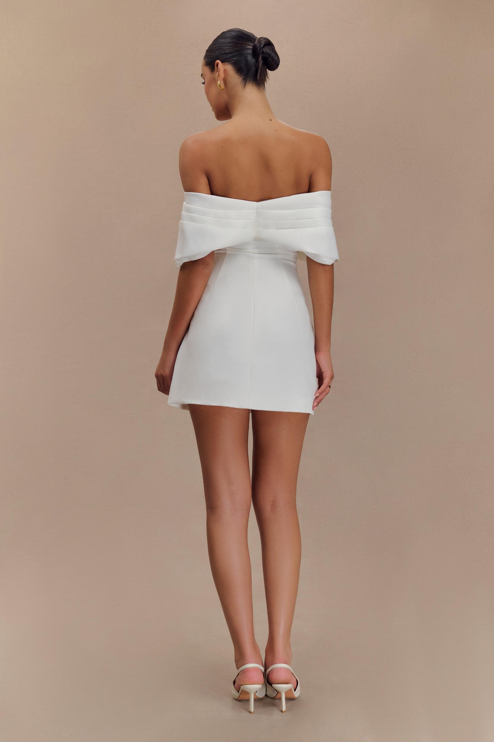 Gloria Mini Off Shoulder Drape Dress - White Product Image