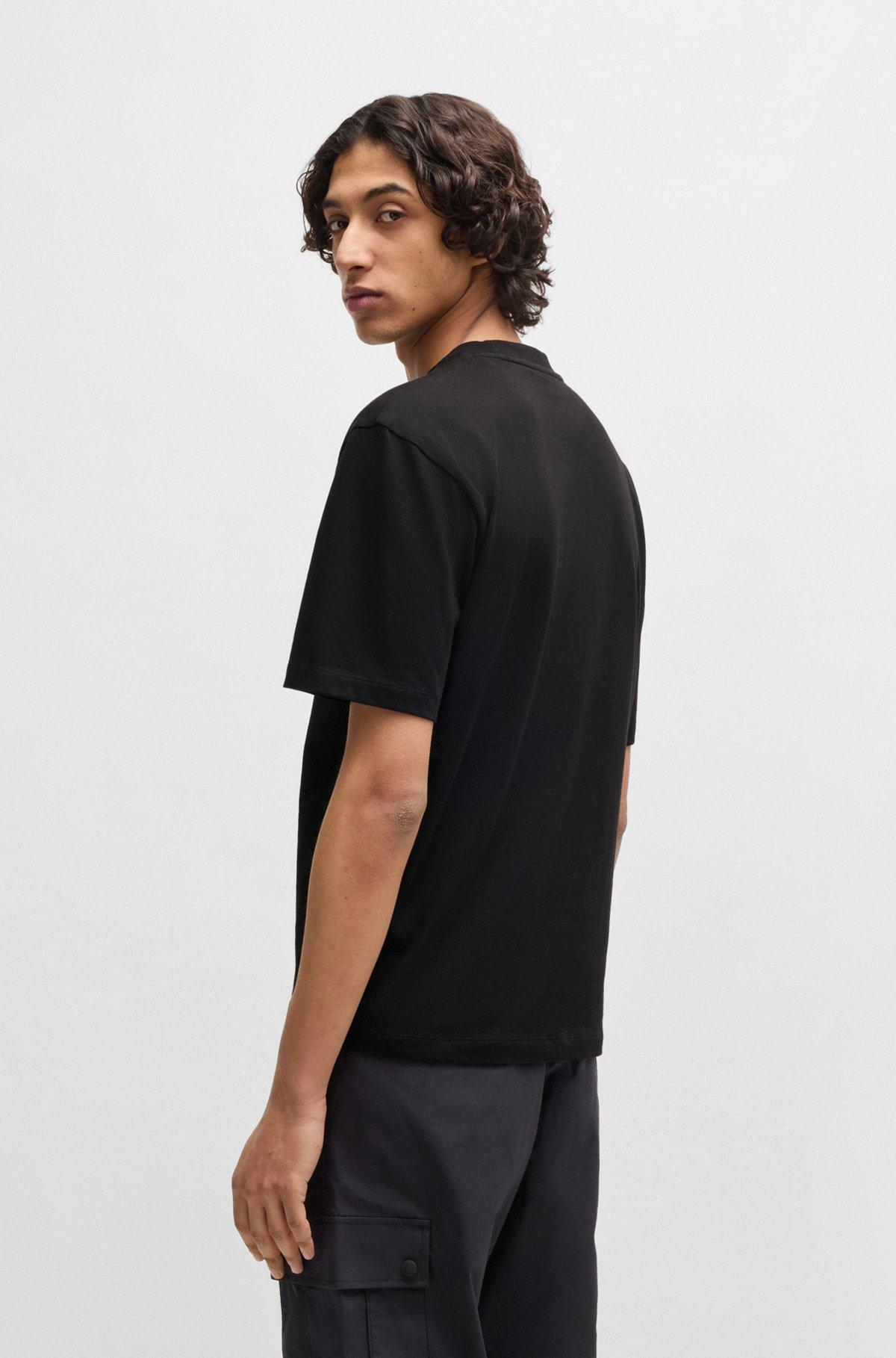 HUGO - HUGO x RB cotton-jersey T-shirt with carbon stealth logo - Black Product Image