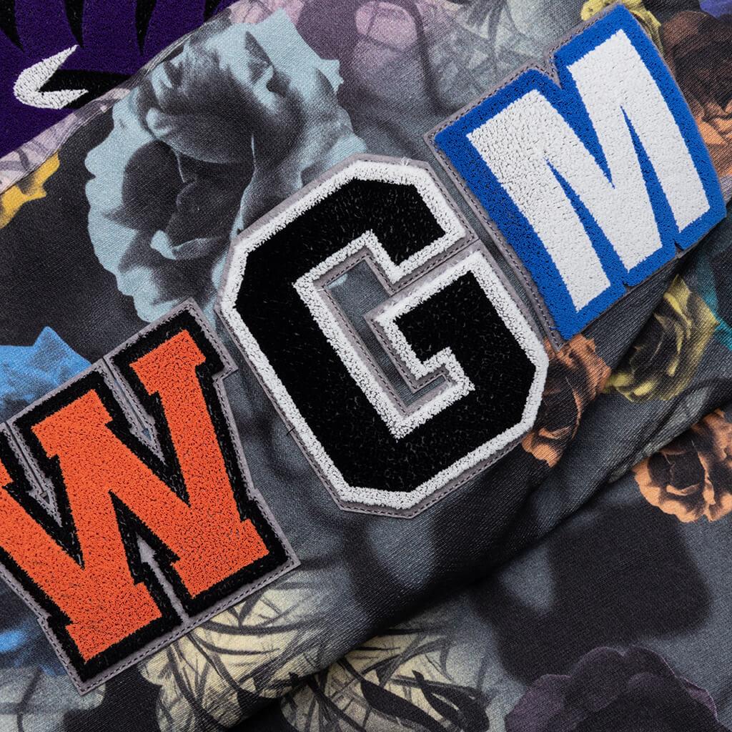 Floral Camo Shark Relaxed Fit Full Zip Hoodie - Black Male Product Image