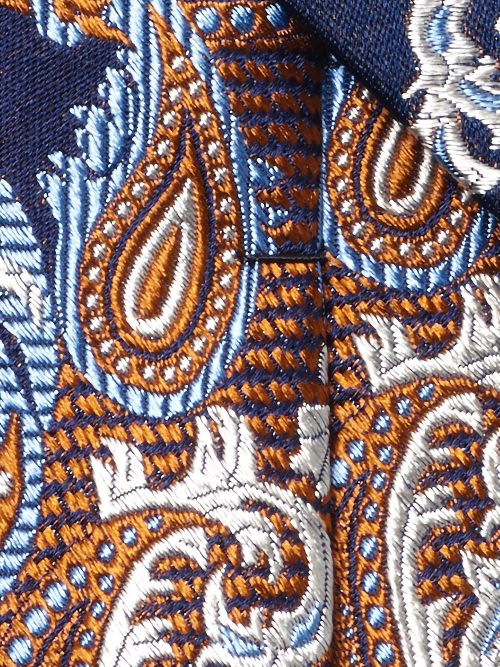 Paisley Woven Silk Tie - Blue/brown Product Image