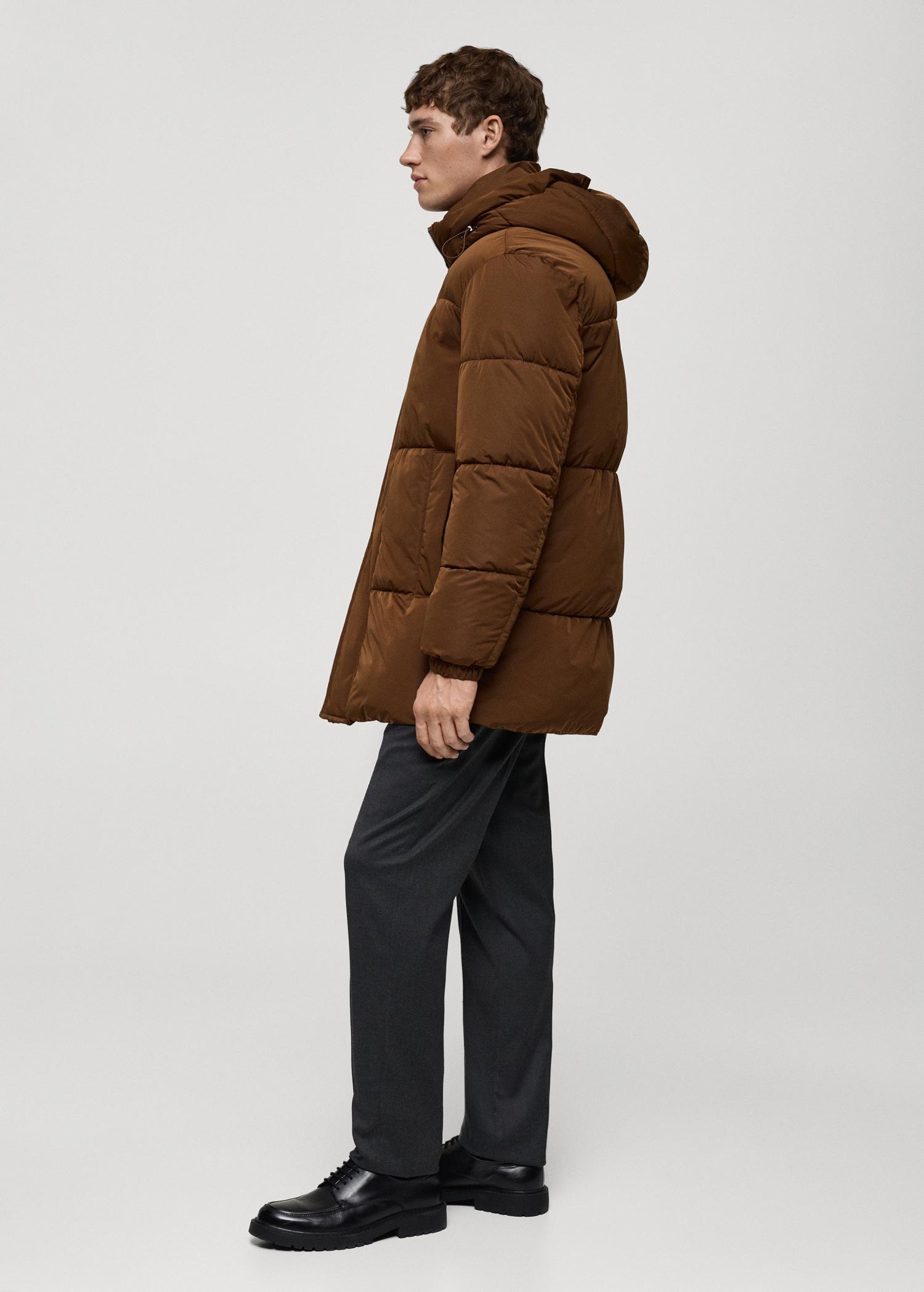 Water-repellent hooded quilted anorak - Men | MANGO USA Product Image