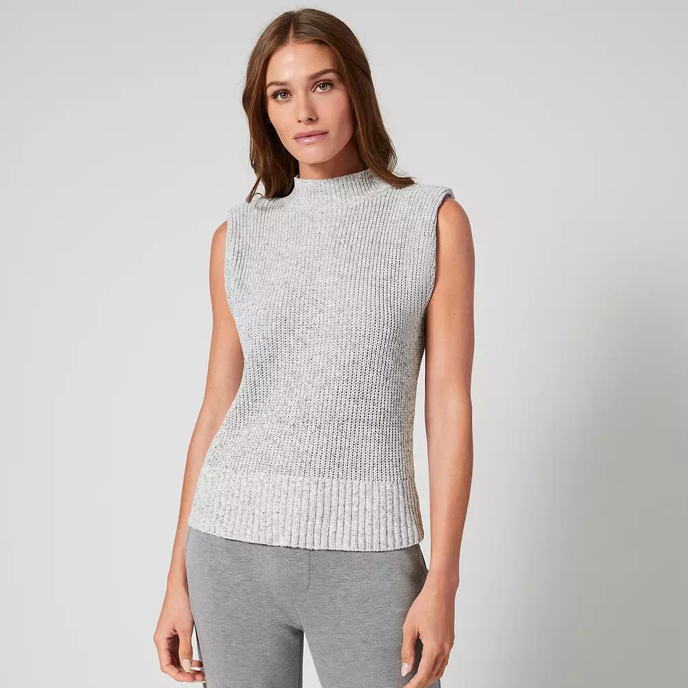 Women's Grey & Gray Mockneck Sleeveless Sweater, Size: Medium, Grey Grey Combo Product Image