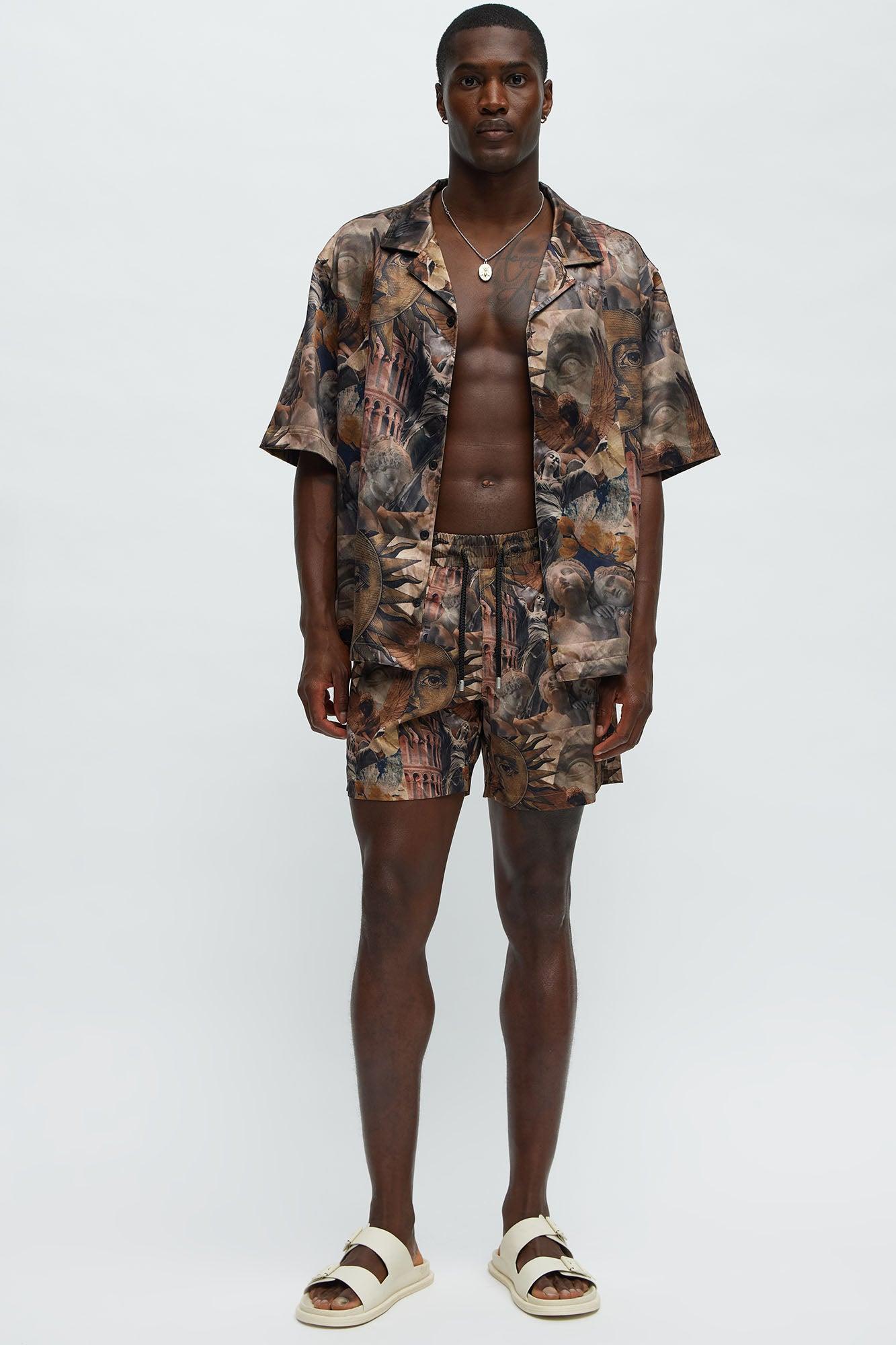 Celestial Glory Swim Mid Trunk - Brown/combo Male Product Image