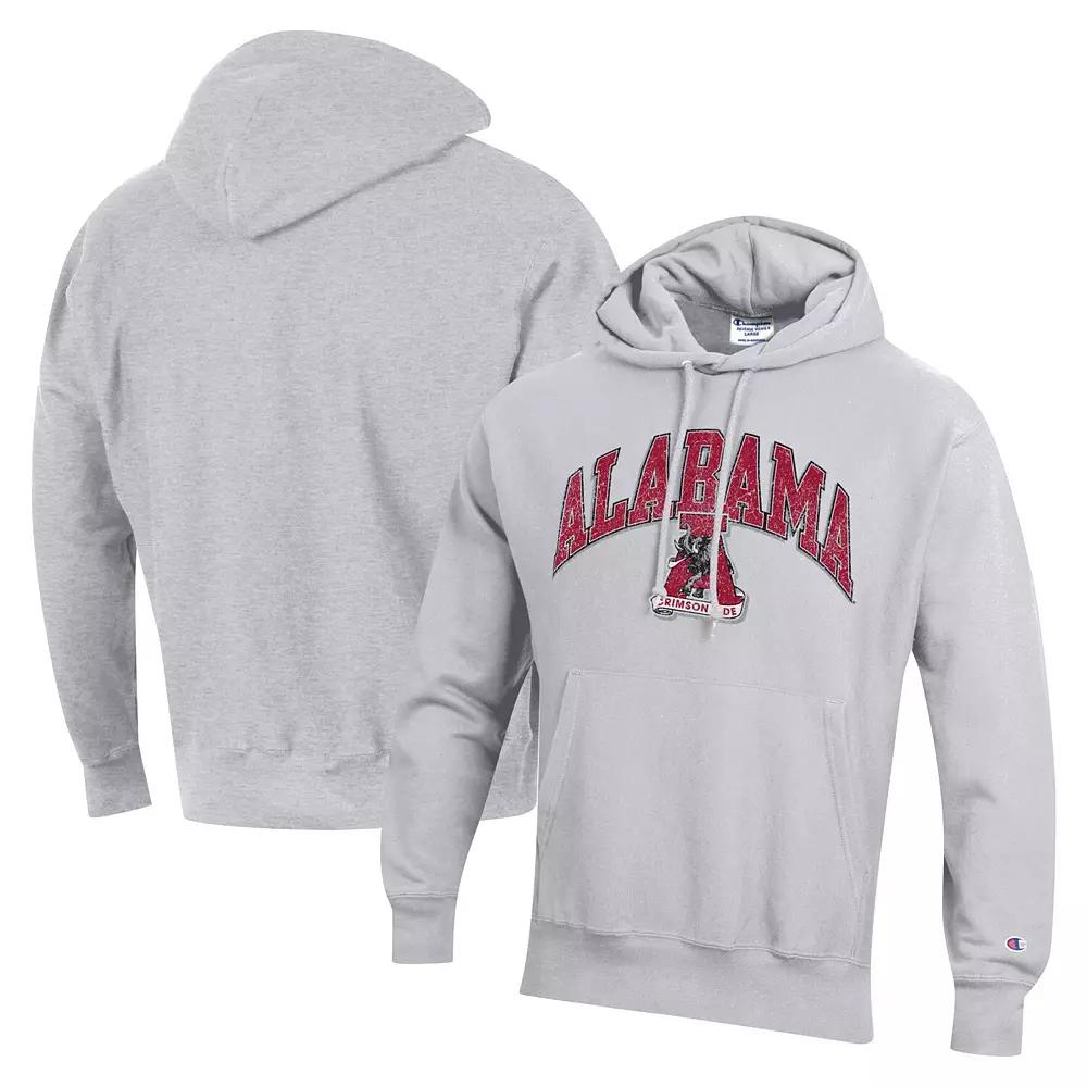 Men's Champion Heather Gray Alabama Crimson Tide Vault Late Night Reverse Weave Pullover Hoodie,  Product Image