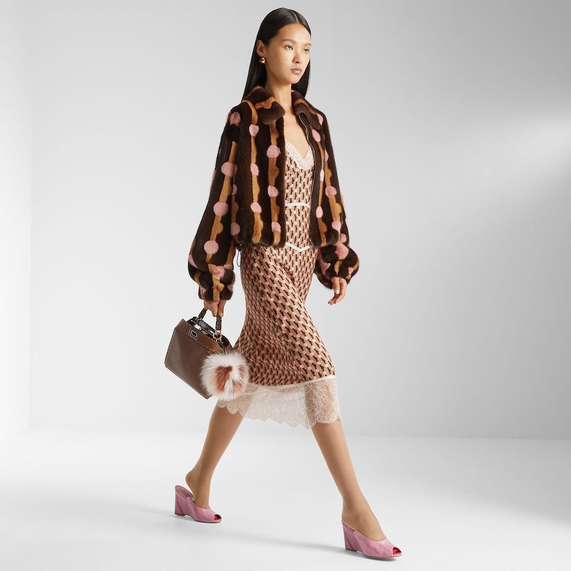 Peekaboo ISeeU SmallMulticolor sage Selleria bag with 556 hand-sewn topstitches Product Image