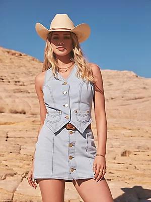 Wrangler® x Yellow Rose by Kendra Scott Denim Vest | Women's JACKETS & OUTERWEAR | Wrangler® Product Image